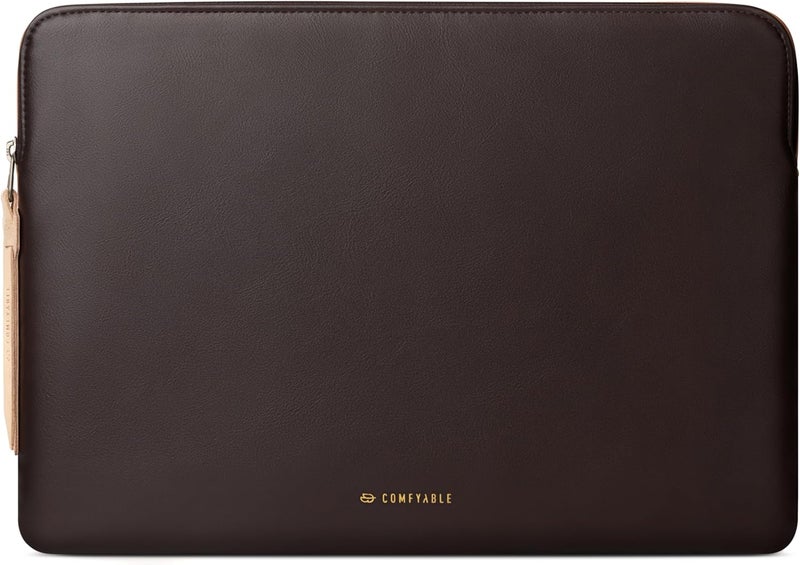 Comfyable Leather Laptop Sleeve Compatible with 16 Inch MacBook Pro M4 2024 & 15 Inch MacBook Air M4 M3 M2 2025, Chocolate - Image 1